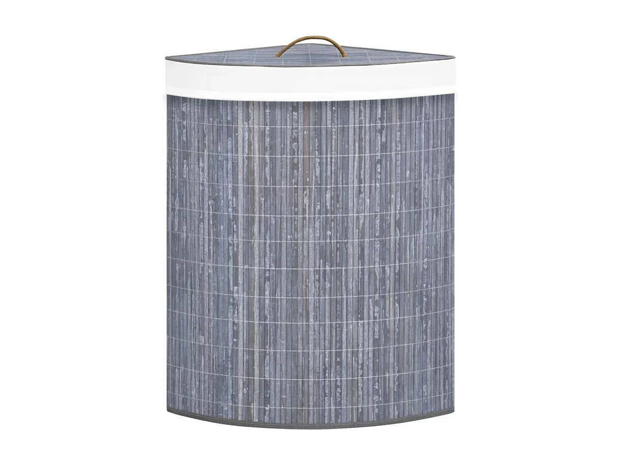 Cesto de Canto para Roupa Suja em Bambu Cinzento de 60 Litros