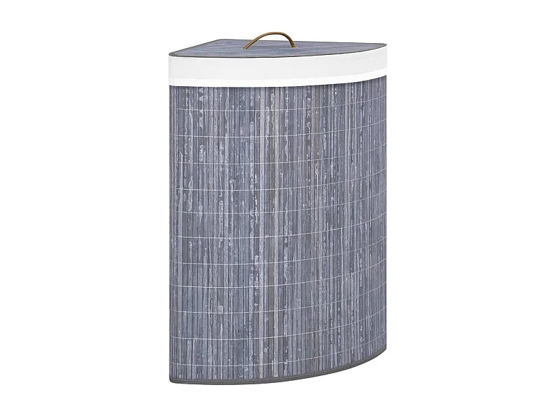 Panier à linge d angle Bambou Gris 60 L