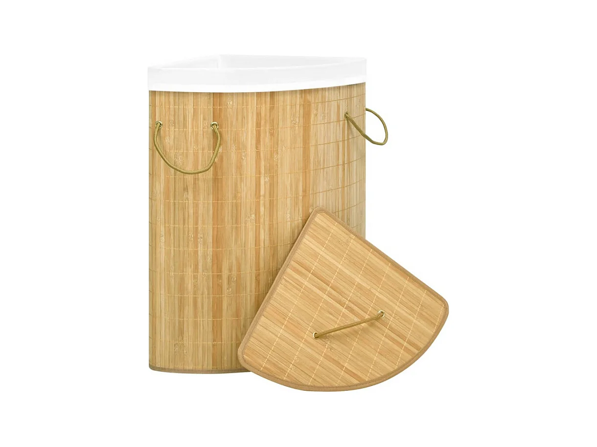 Panier à linge d angle Bambou 60 L