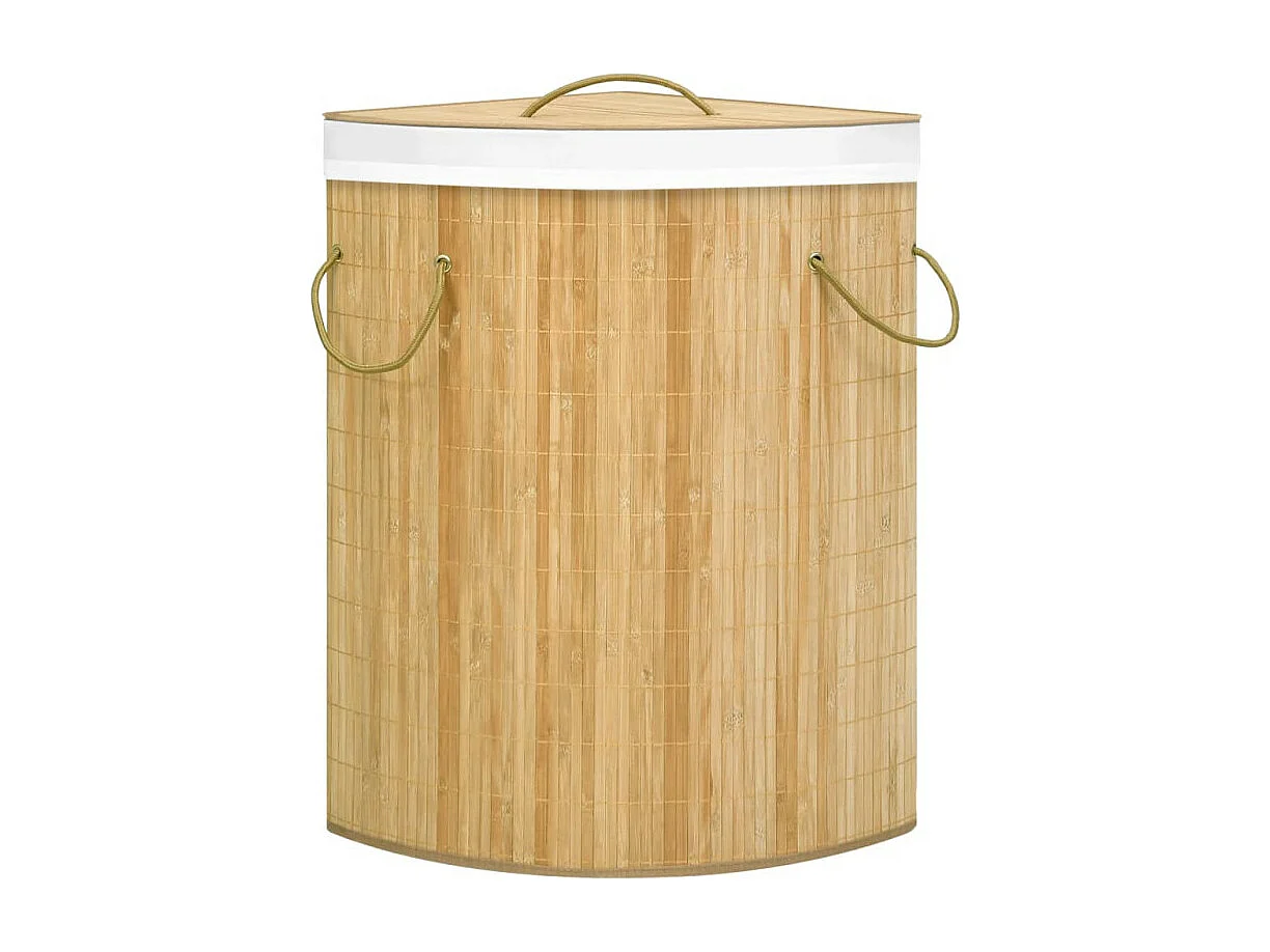 Cesto de Canto para Roupa Suja em Bambu 60L - Prático e Elegante