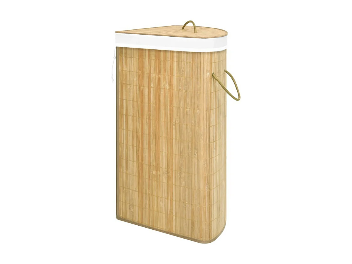 Cesto de Canto para Roupa Suja em Bambu 60L - Prático e Elegante