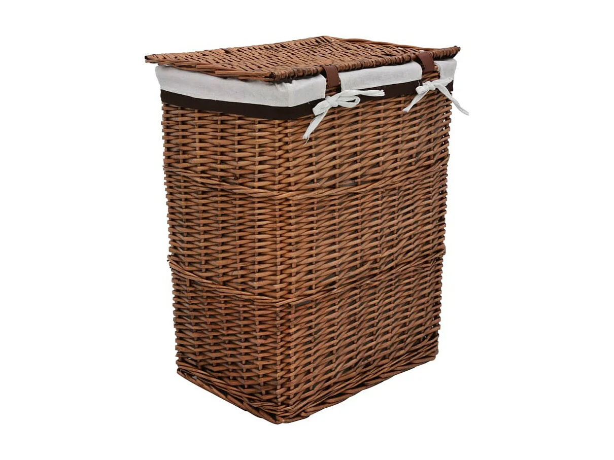 Cesto de Roupa Suja em Salgueiro Castanho com Estilo Rústico