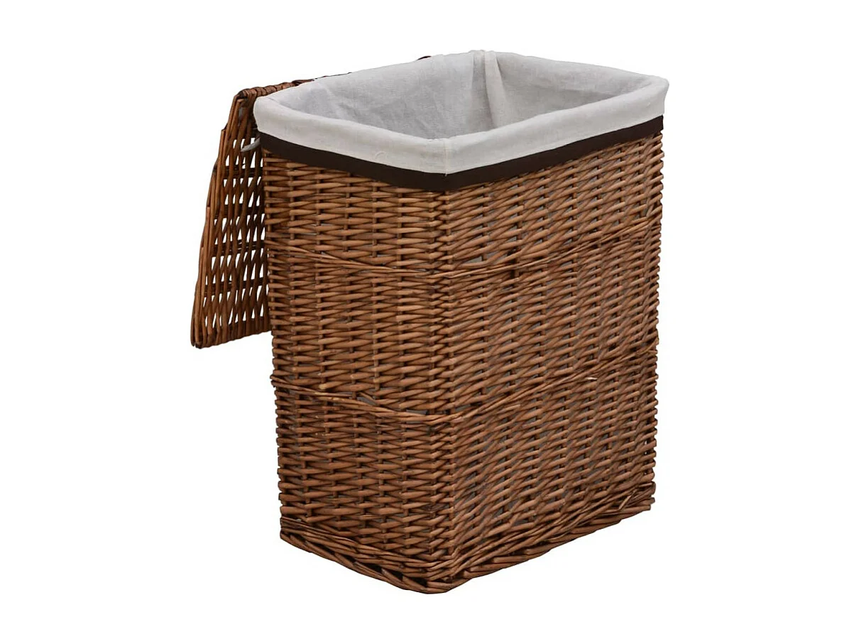 Cesto de Roupa Suja em Salgueiro Castanho com Estilo Rústico