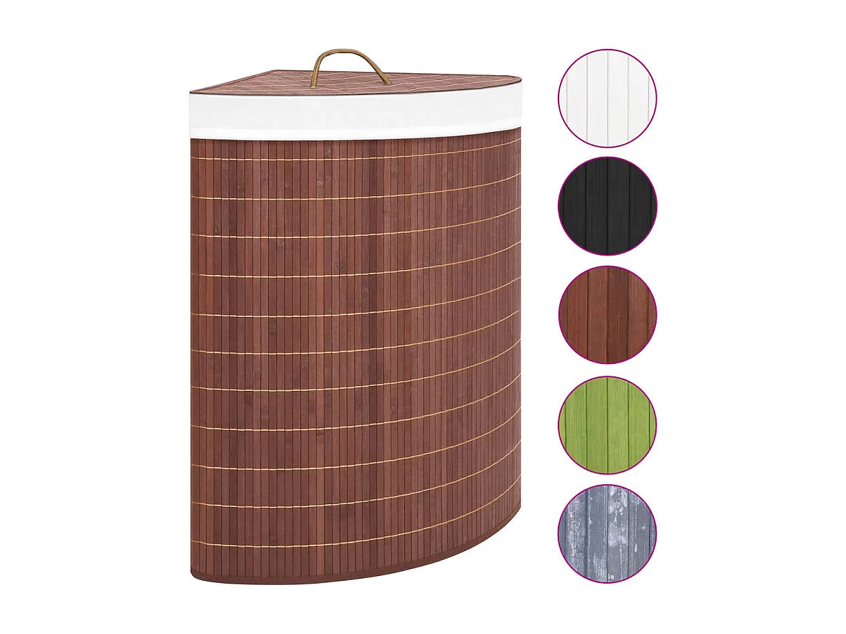 Panier à linge d angle Bambou Marron 60 L