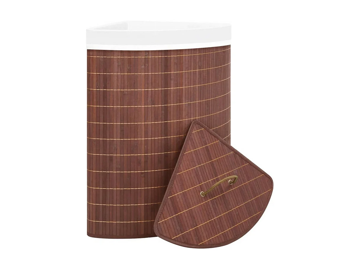 Panier à linge d angle Bambou Marron 60 L