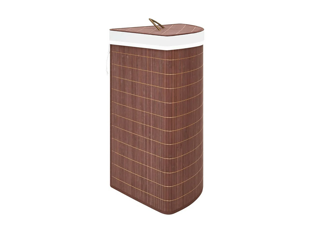 Panier à linge d angle Bambou Marron 60 L