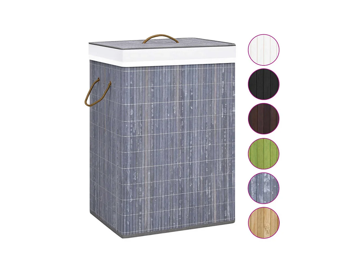 Panier à linge avec une seule section bambou gris