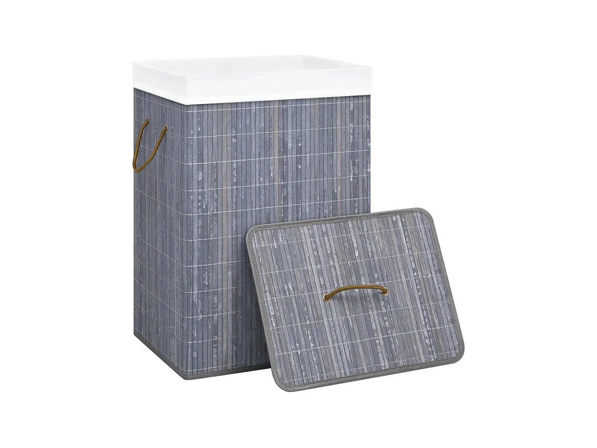 Panier à linge avec une seule section bambou gris