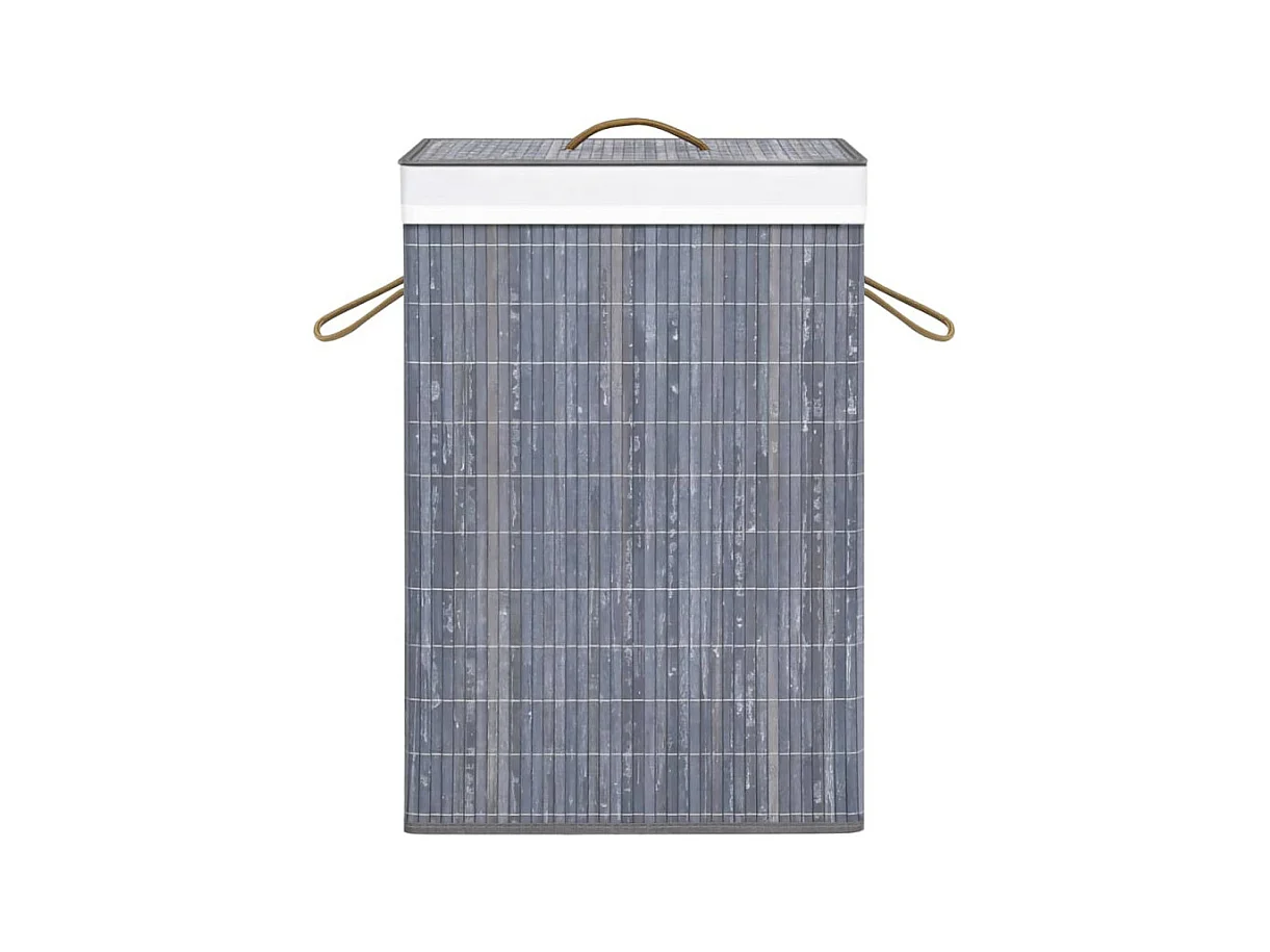 Panier à linge avec une seule section bambou gris
