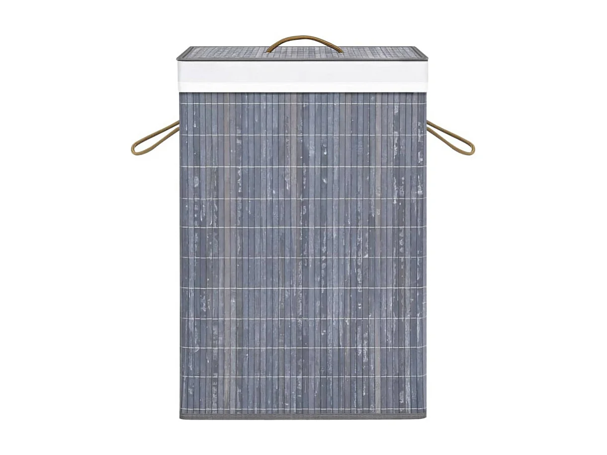 Panier à linge avec une seule section bambou gris