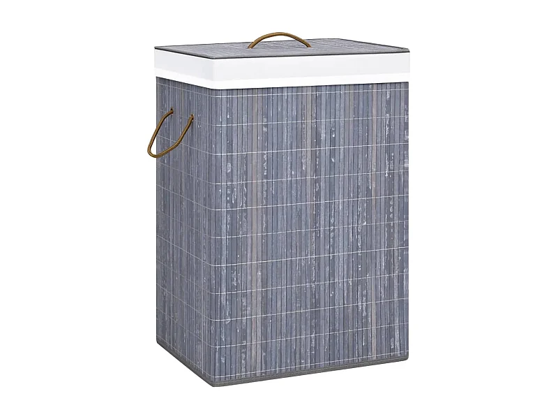 Panier à linge avec une seule section bambou gris