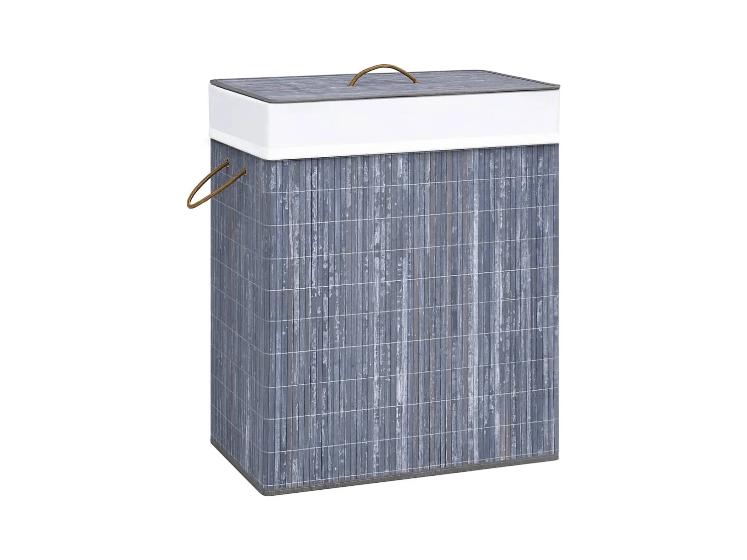 Panier à linge avec une seule section bambou gris 83 L