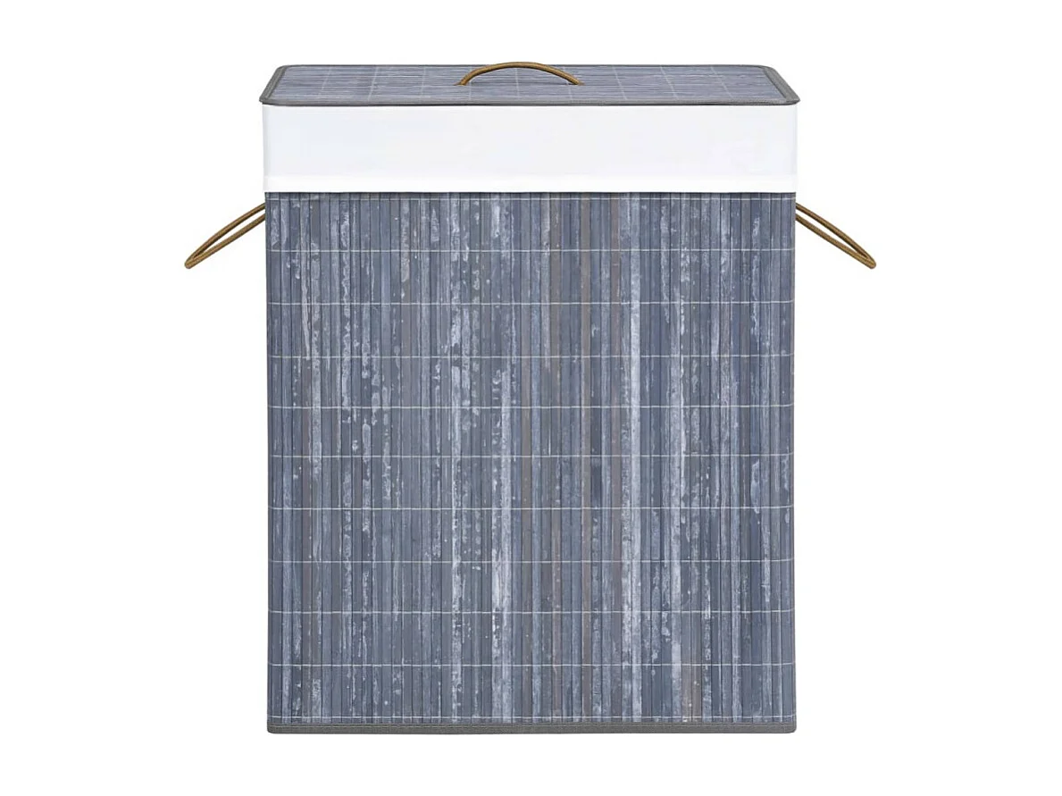 Panier à linge avec une seule section bambou gris 83 L