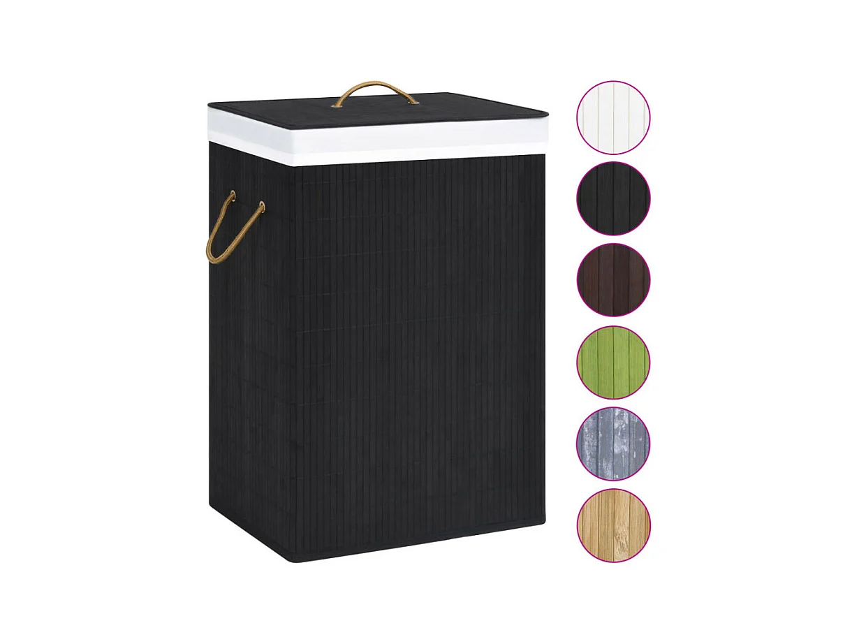 Panier à linge avec une seule section bambou noir