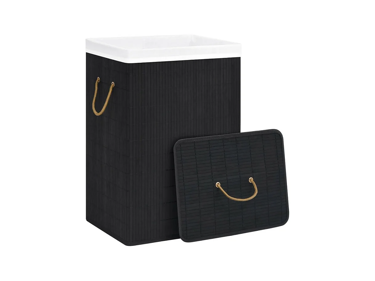Panier à linge avec une seule section bambou noir