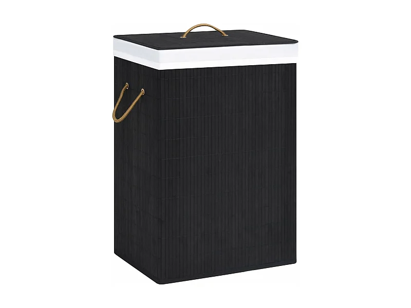 Cesto de Roupa Suja de Bambu Preto com Design Moderno e Funcional