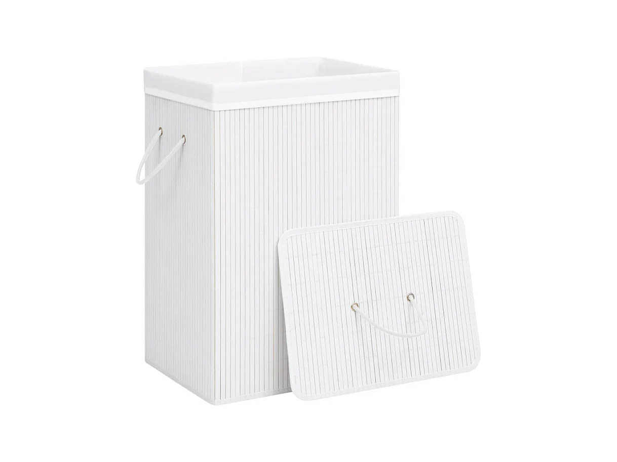 Panier à linge avec une seule section bambou blanc