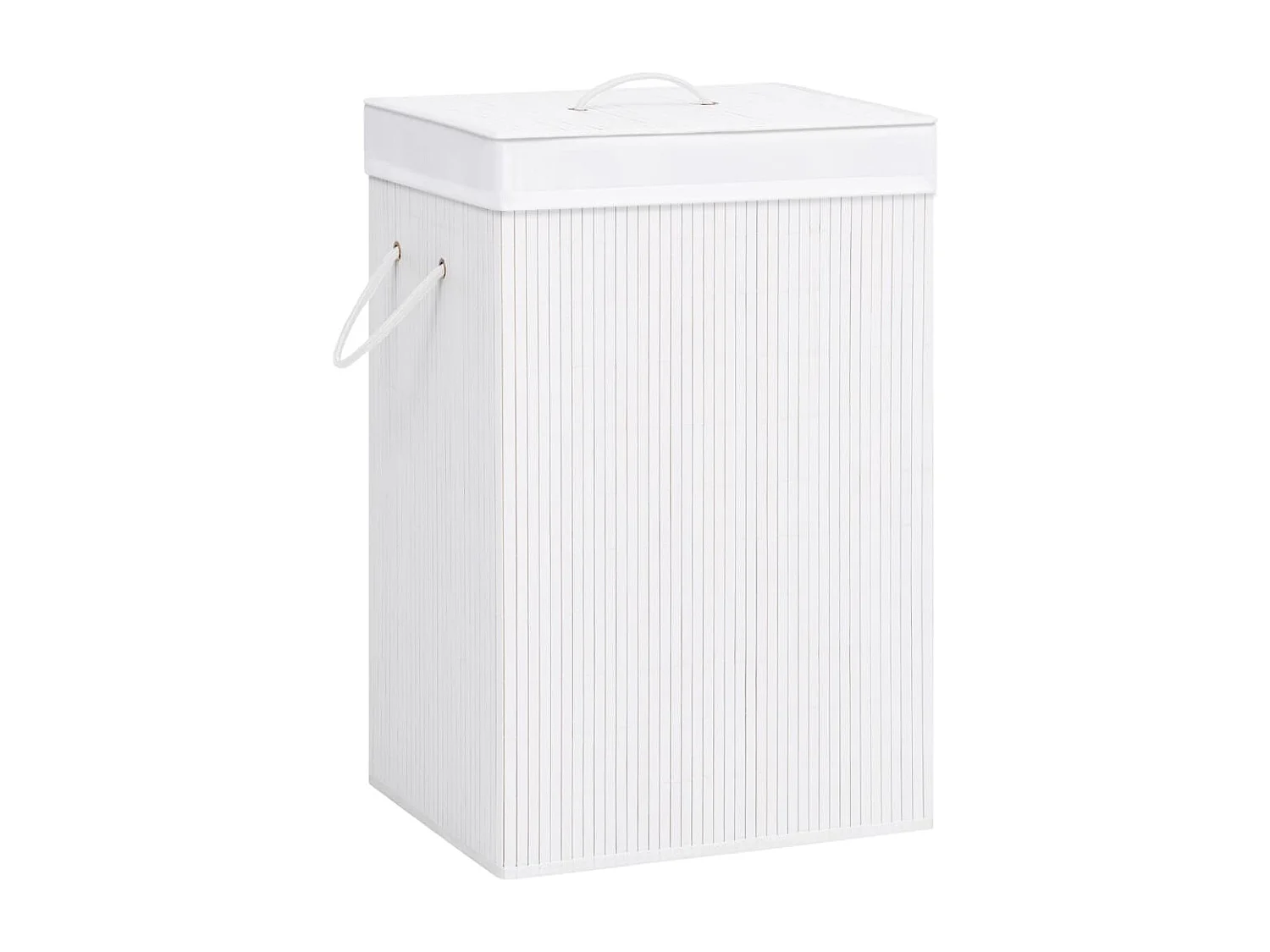 Panier à linge avec une seule section bambou blanc