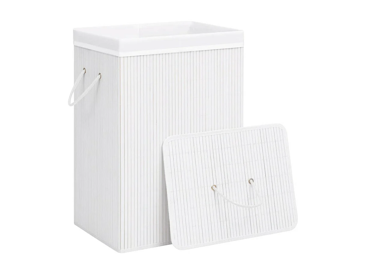Panier à linge avec une seule section bambou blanc