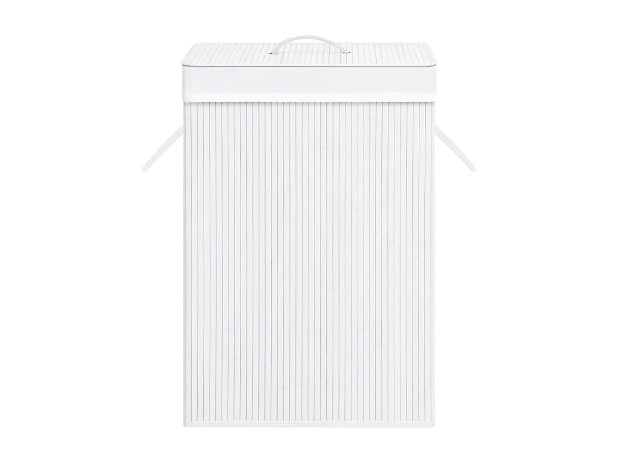 Panier à linge avec une seule section bambou blanc