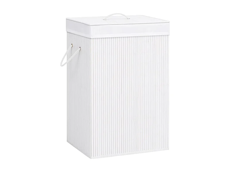 Panier à linge avec une seule section bambou blanc