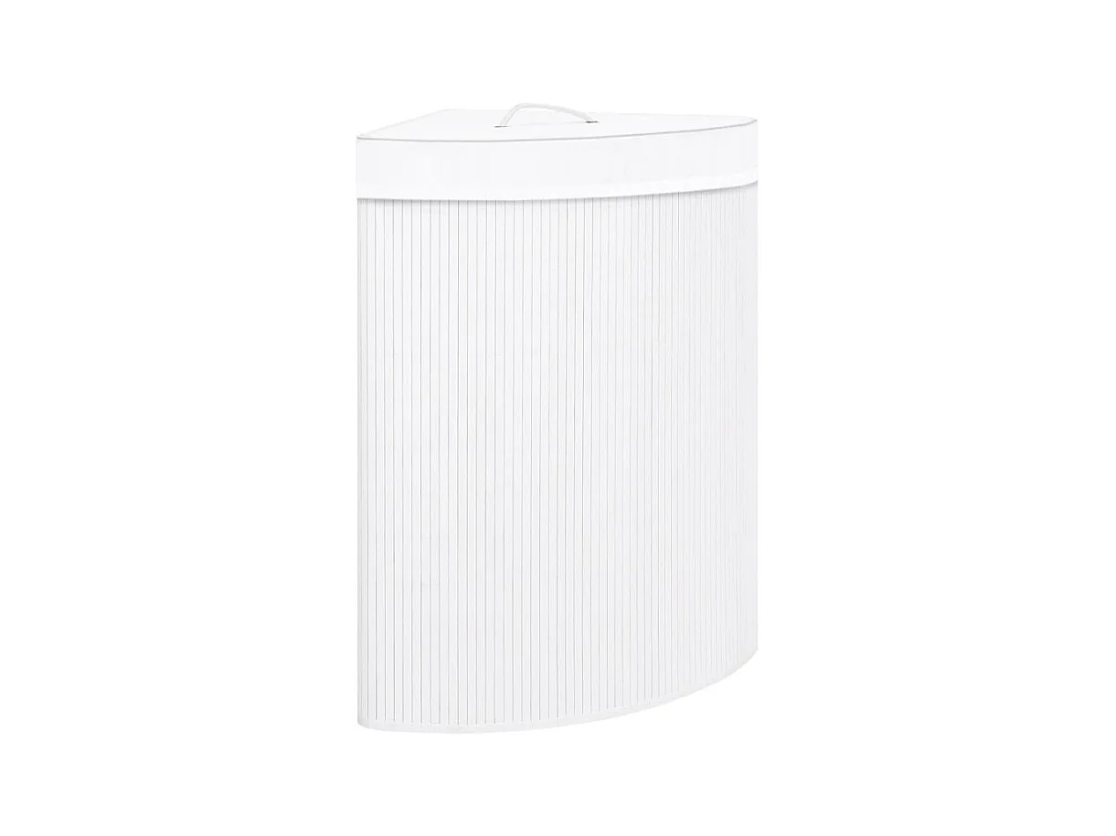 Panier à linge d angle Bambou Blanc 60 L