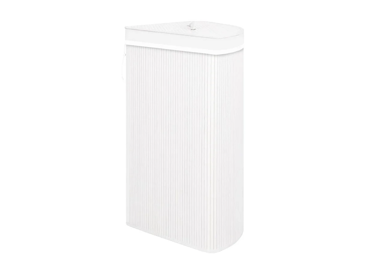 Panier à linge d angle Bambou Blanc 60 L