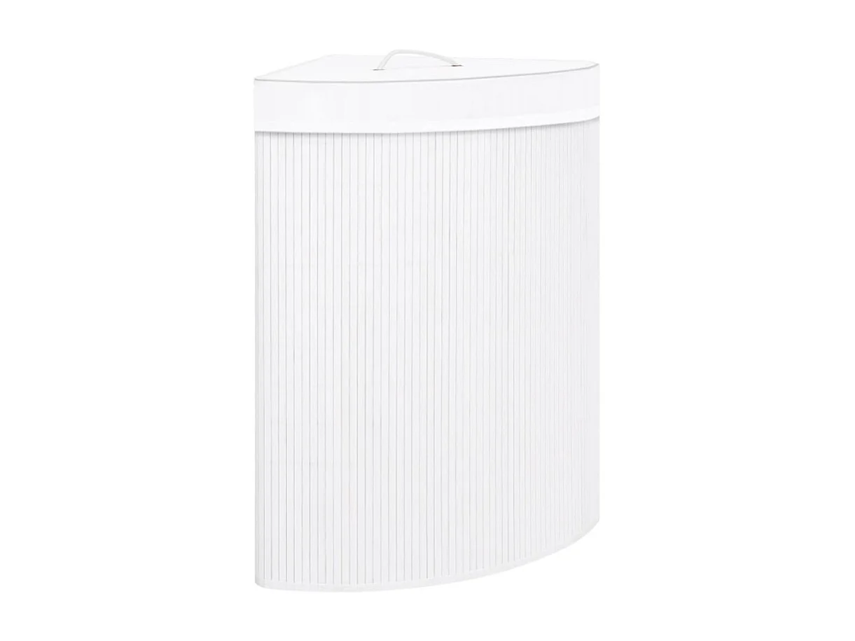 Panier à linge d angle Bambou Blanc 60 L