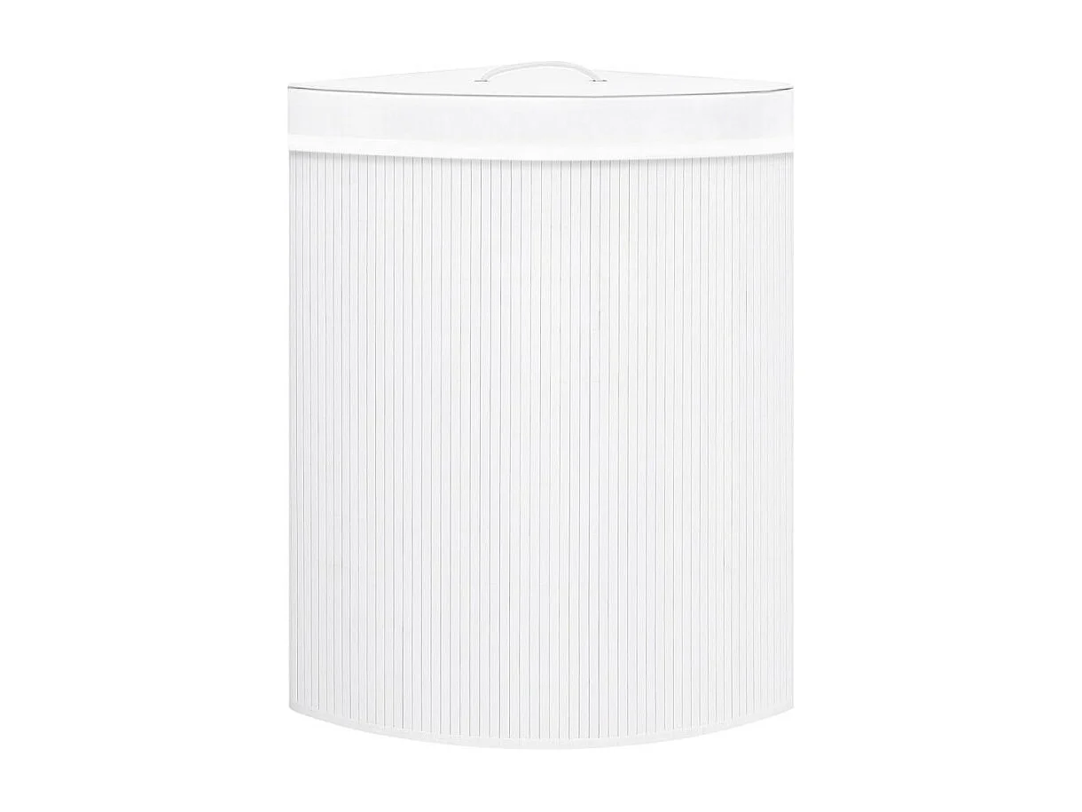 Panier à linge d angle Bambou Blanc 60 L