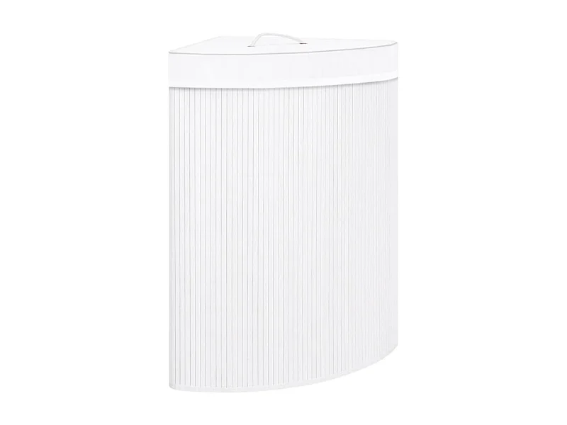 Cesto de Canto para Roupa Suja em Bambu Branco 60L - Organize com Estilo