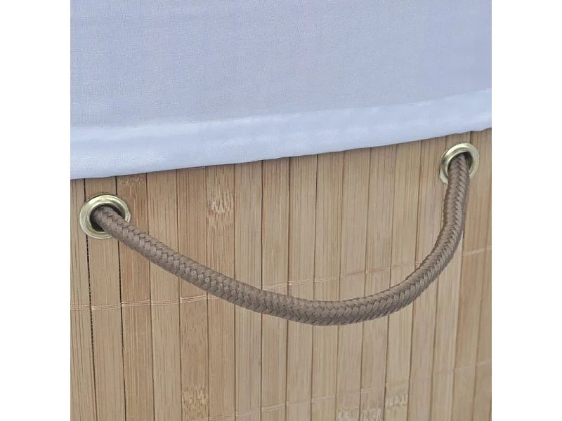 Cesto Oval de Roupa Suja em Bambu Natural para Casa e Decoração