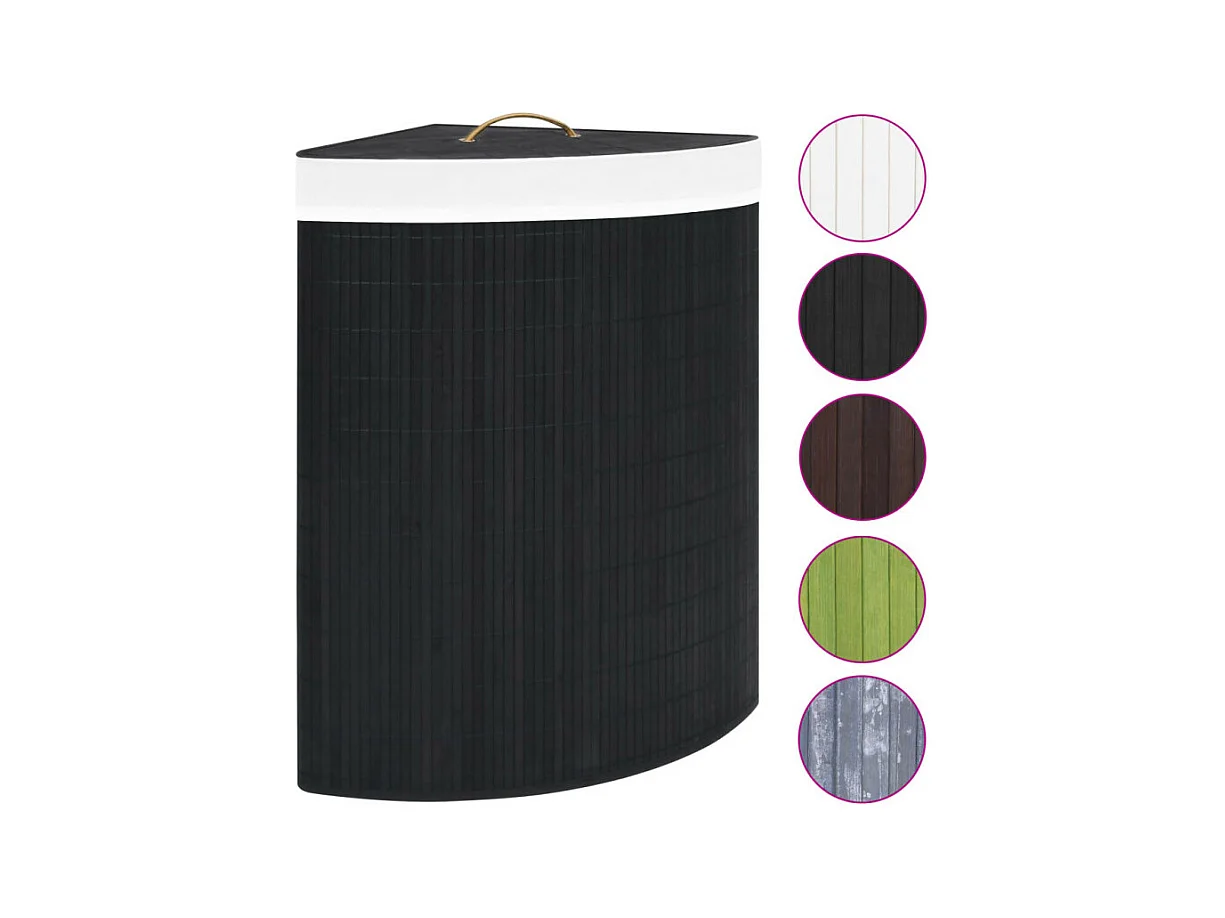 Eck-Wäschekorb Bambus Schwarz 60 L