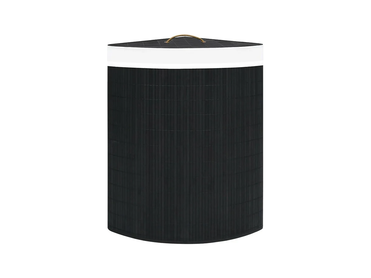 Eck-Wäschekorb Bambus Schwarz 60 L