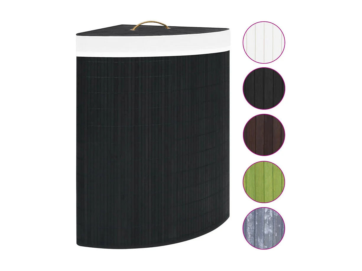 Panier à linge d angle Bambou Noir 60 L