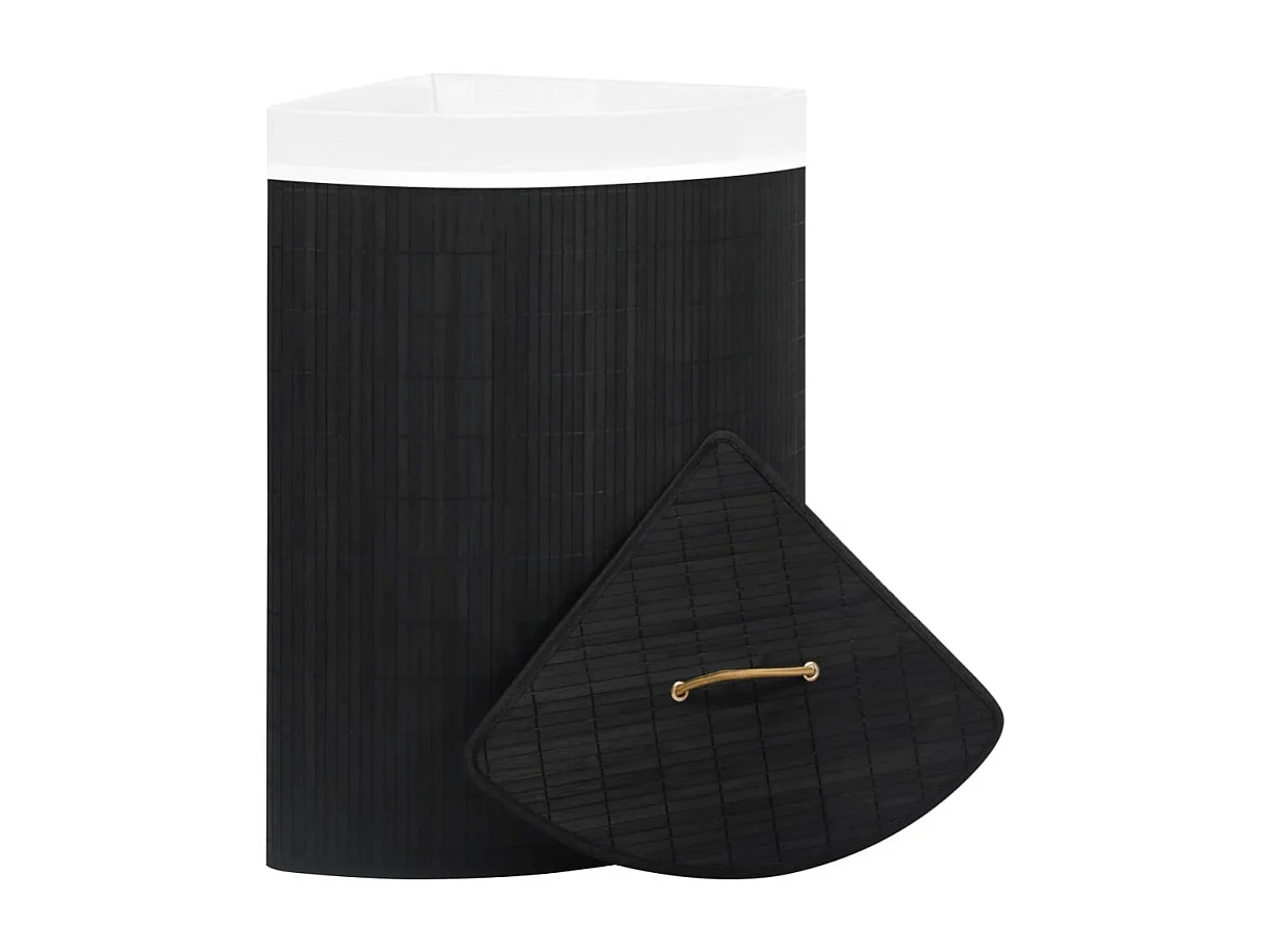 Panier à linge d angle Bambou Noir 60 L