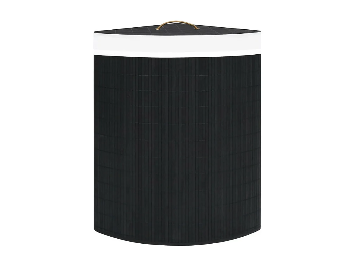 Panier à linge d angle Bambou Noir 60 L