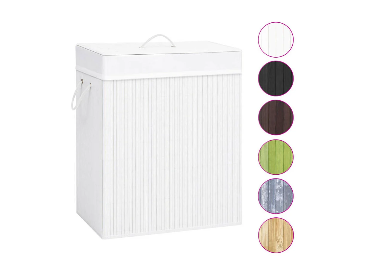 Panier à linge avec une seule section bambou blanc 83 L