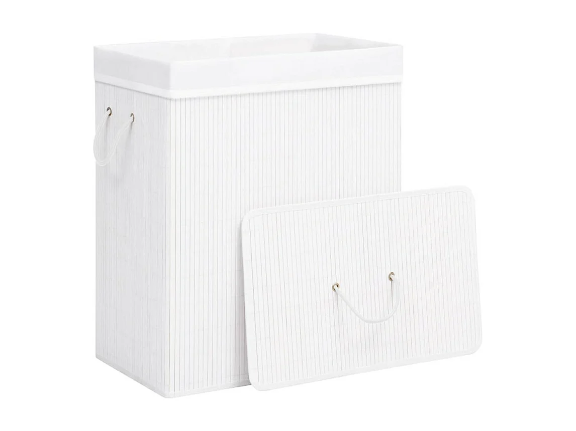 Panier à linge avec une seule section bambou blanc 83 L