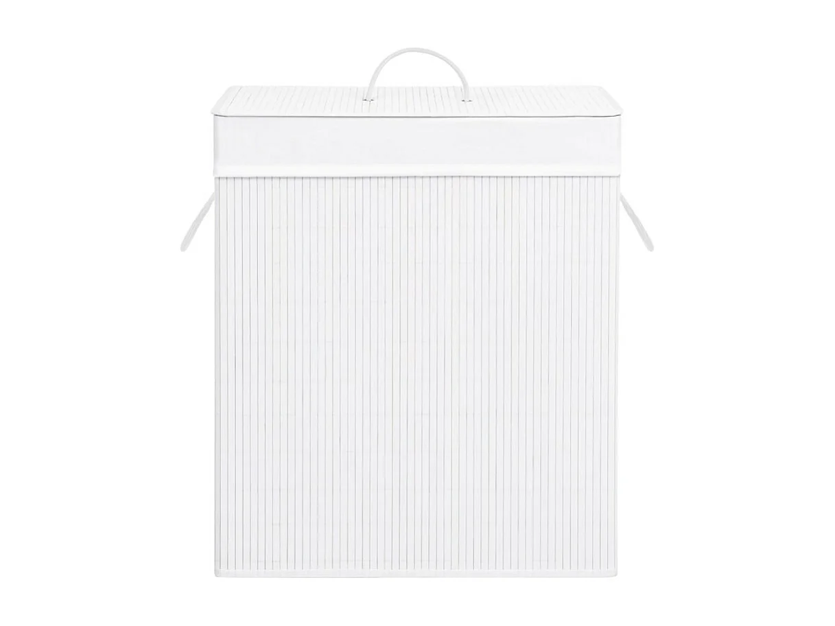 Panier à linge avec une seule section bambou blanc 83 L