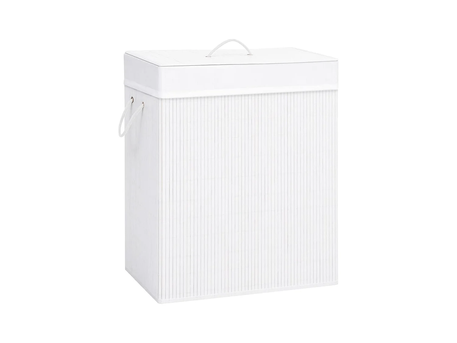Panier à linge avec une seule section bambou blanc 83 L