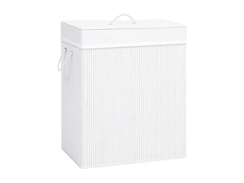 Panier à linge avec une seule section bambou blanc 83 L