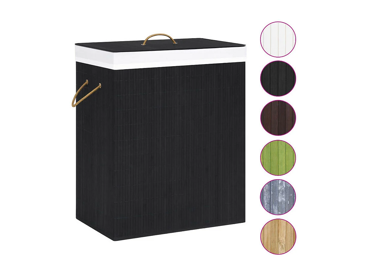 Panier à linge avec une seule section bambou noir 83 L