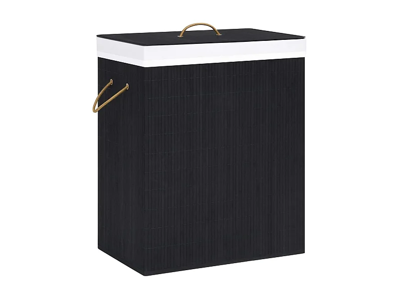 Panier à linge avec une seule section bambou noir 83 L