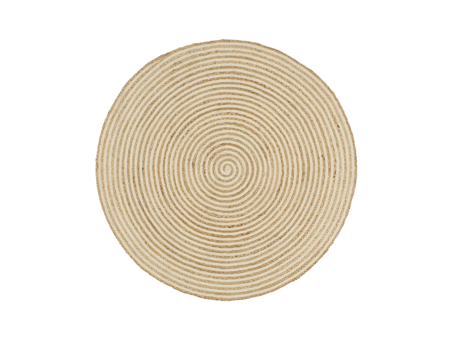 Tapis fait à la main Jute avec design de spirale Blanc 90 cm