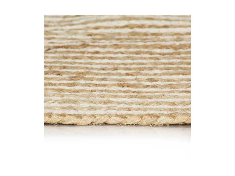 Tapis fait à la main Jute avec design de spirale Blanc 90 cm