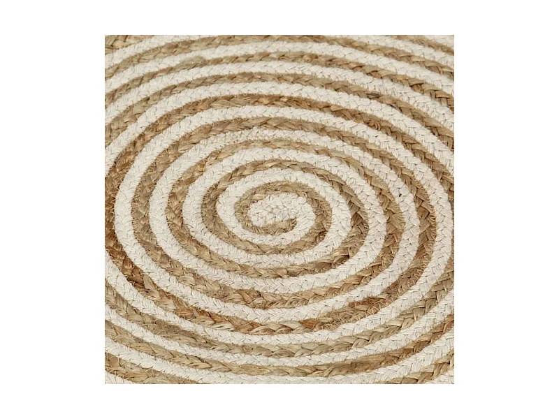 Tapis fait à la main Jute avec design de spirale Blanc 90 cm