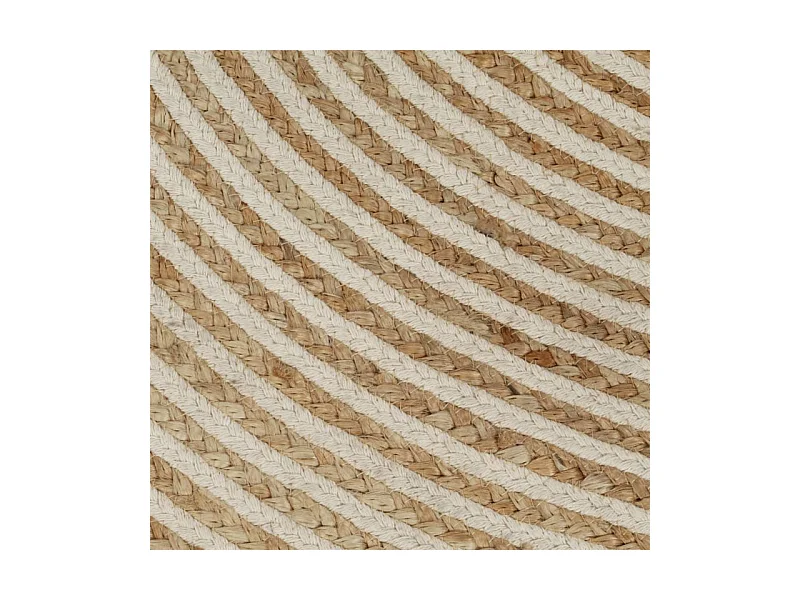 Tapis fait à la main Jute avec design de spirale Blanc 90 cm