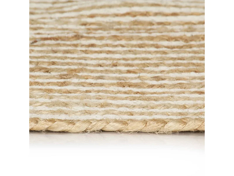 Tapis fait à la main Jute avec design de spirale Blanc 90 cm