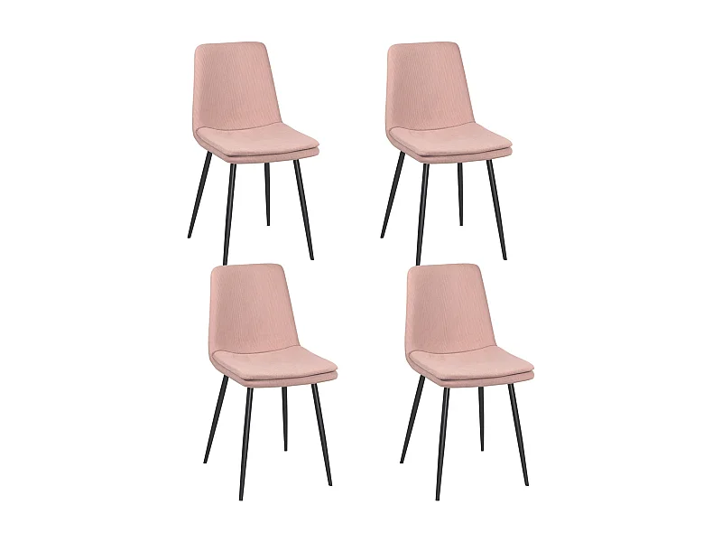 Lot de 4 chaises design YAM, tissu à rayures (rose)