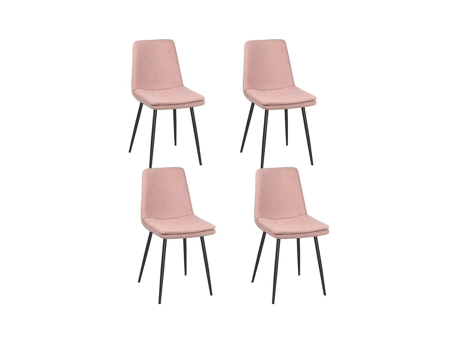 Lot de 4 chaises design YAM, tissu à rayures (rose)